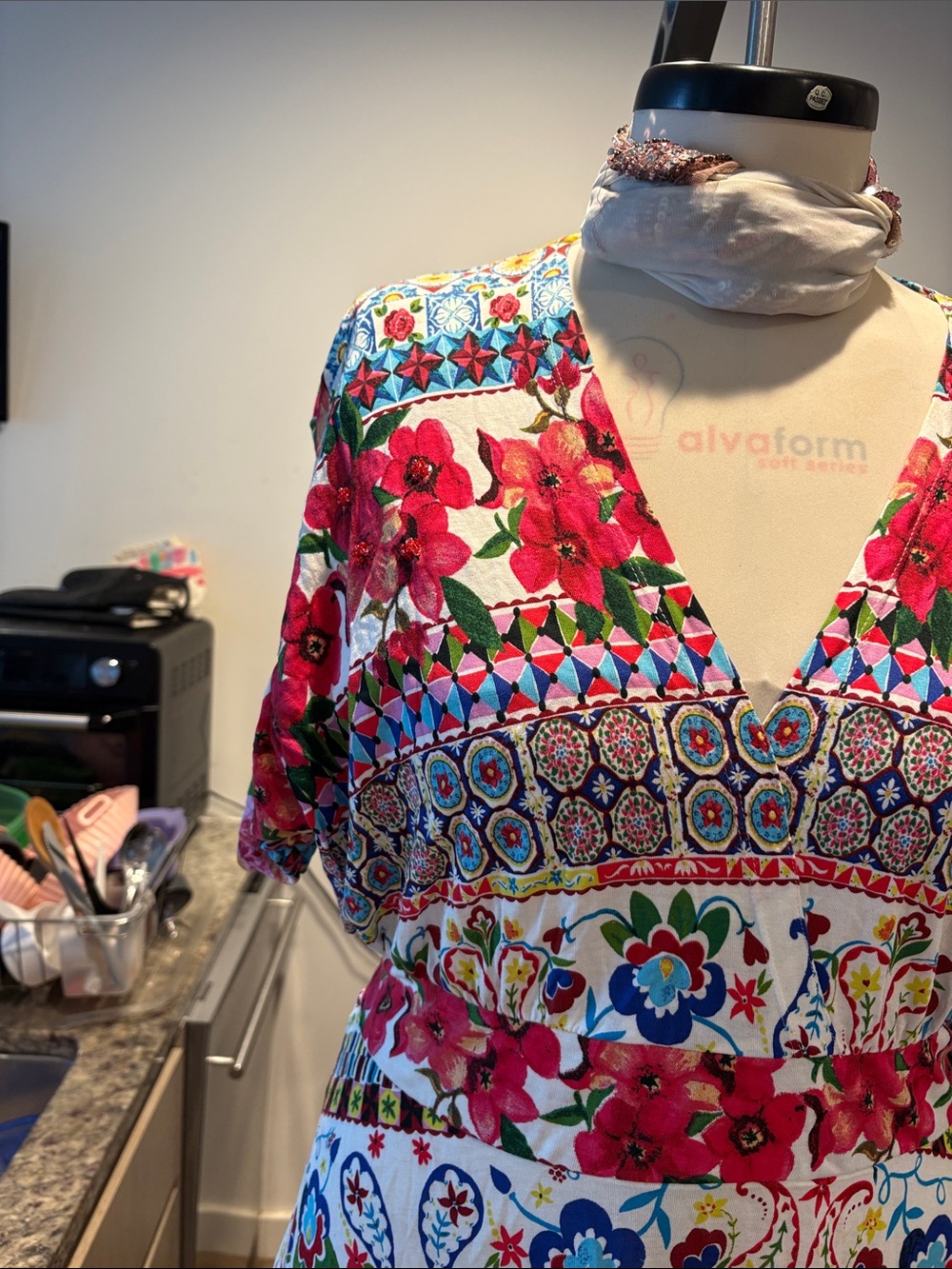 Floral V-Neck Summer Dress - Pink Multi - Picture 3 of 9